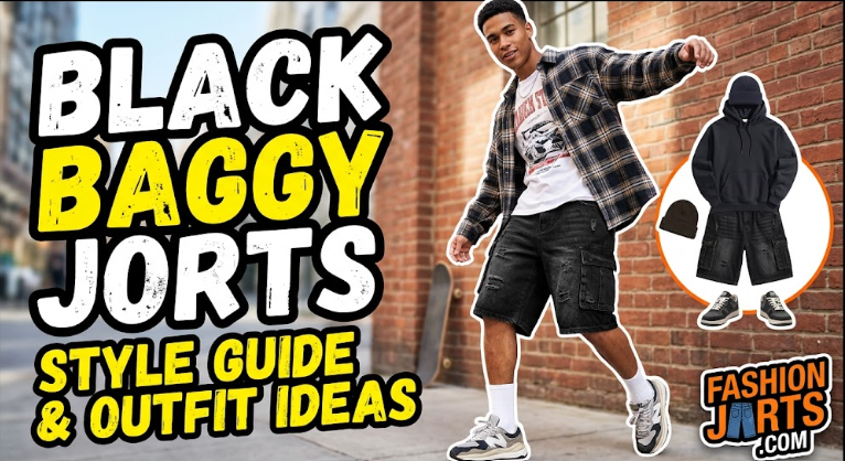 black baggy jorts