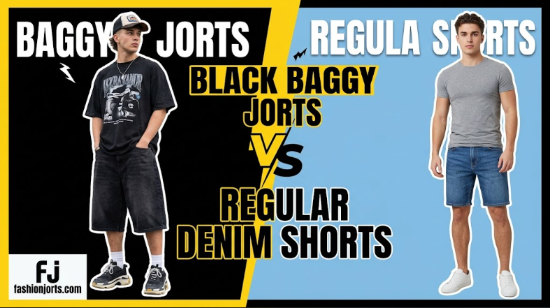 black baggy jorts